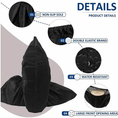 100 Count Disposable Boot & Shoe Covers - Non-Slip Foot Booties for Indoor/Outdoor Use, Home & Workplace Protection