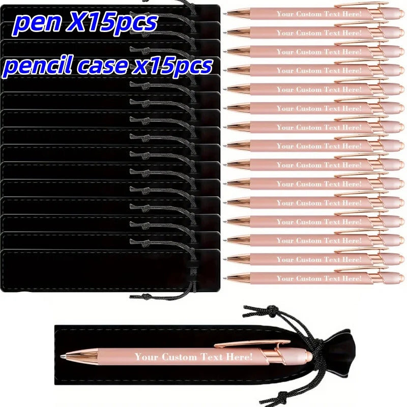 Custom Engraved Ballpoint Pens Set - Personalized Metal Pens with Cases & Bags for Business Gifts