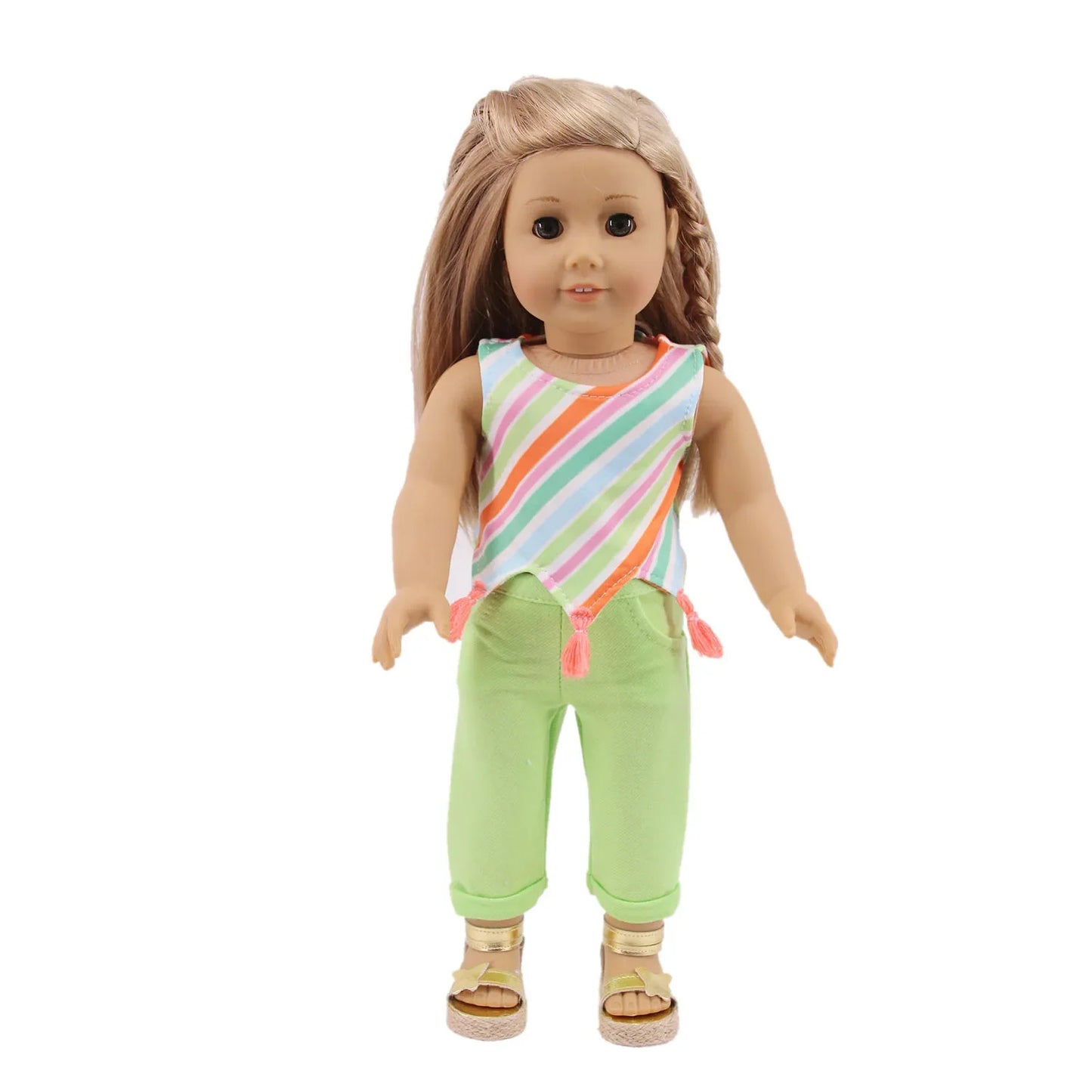 4-Piece Doll Clothes Set – Daily Pretty Dresses, Top & Pants for 43cm Born Baby Dolls & 18-Inch American Dolls, Festival Gift for Girls