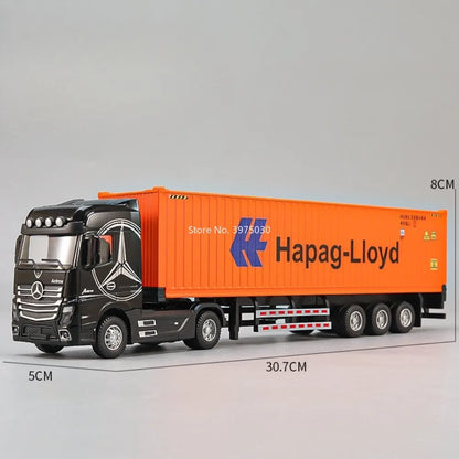 1:50 Diecast Transport Truck Model — Alloy Container Trailer with Doors, Light & Sound, Miniature Toy Gift for Kids