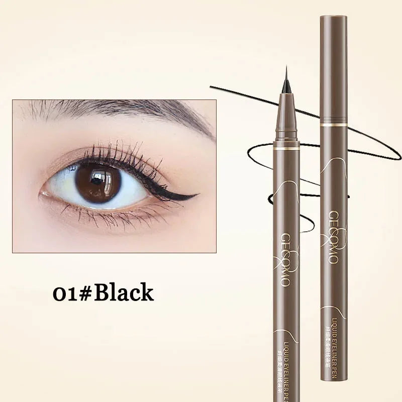Ultra-Thin Eyeliner Pen — Black & Brown Waterproof Eyelash Liner for Silkworm Eye Makeup, Long-Lasting Smooth Pencil