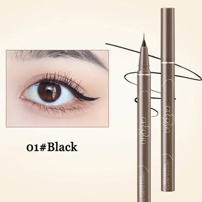 Ultra-Thin Eyeliner Pen — Black & Brown Waterproof Eyelash Liner for Silkworm Eye Makeup, Long-Lasting Smooth Pencil