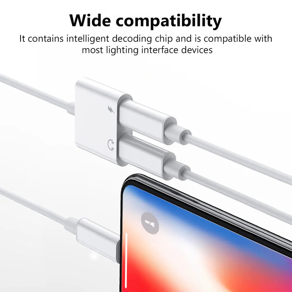 Headphone Adapter for iPhone 14/13/12/11/X/8/7 Plus — Lightning to 3.5mm Aux Audio Splitter Earphone Jack Cable