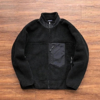 Motorcycle Outdoor Wool Jacket – Unisex Double-Sided Thick Plush Rider Suit, Windproof & Warm Lambing Wool Fashion Jacket