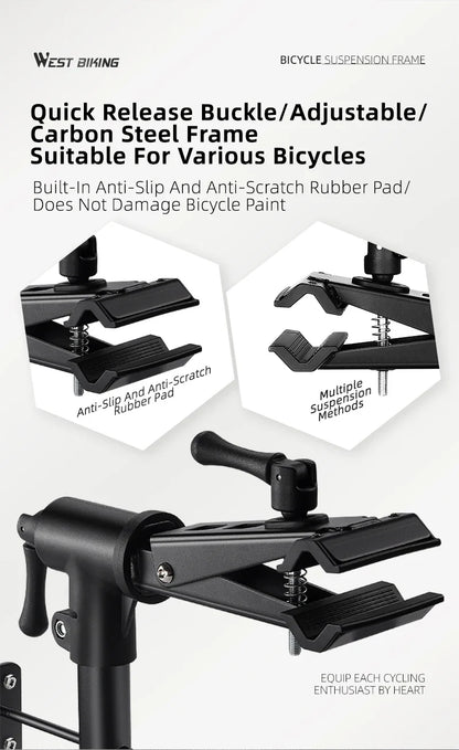 WEST BIKING Foldable Bike Repair & Display Stand – Multipurpose Wall/Floor Rack for Bicycle Storage & Maintenance