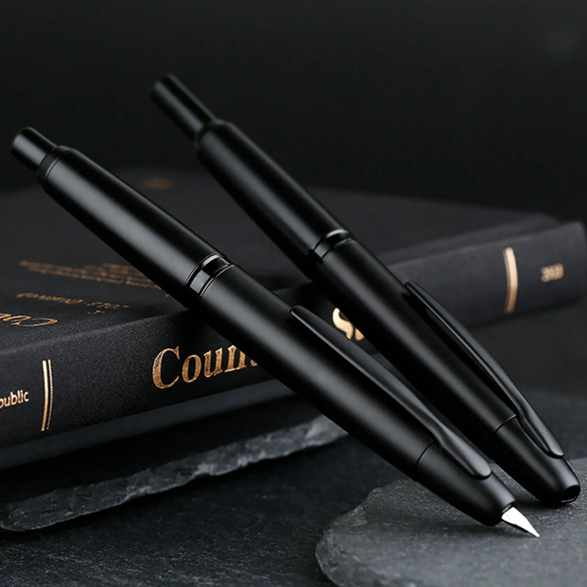 MAJOHN A1 Retractable Fountain Pen – EF 0.4mm Nib, Matte Black Metal Ink Pen with Converter, Ideal for Students and Gifts