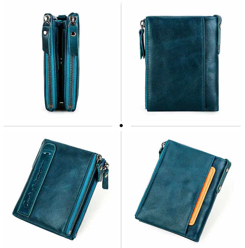 CONTACT'S Genuine Leather Short Wallet for Women — Luxury Designer Card & Coin Holder, Mini Money Clip Wallet with Free Shipping