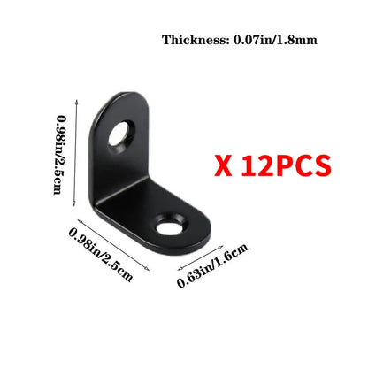 12PCS L Bracket Shelf Supports - 90 Degree Right Angle Corner Joints for Shelves Furniture & Wooden Boxes