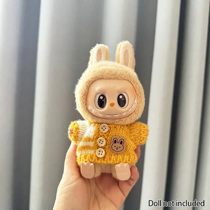 Labubu Doll Clothes Outfit (15-17cm) – Sitting Party Bear Accessories with Scarf, Hat & Bag