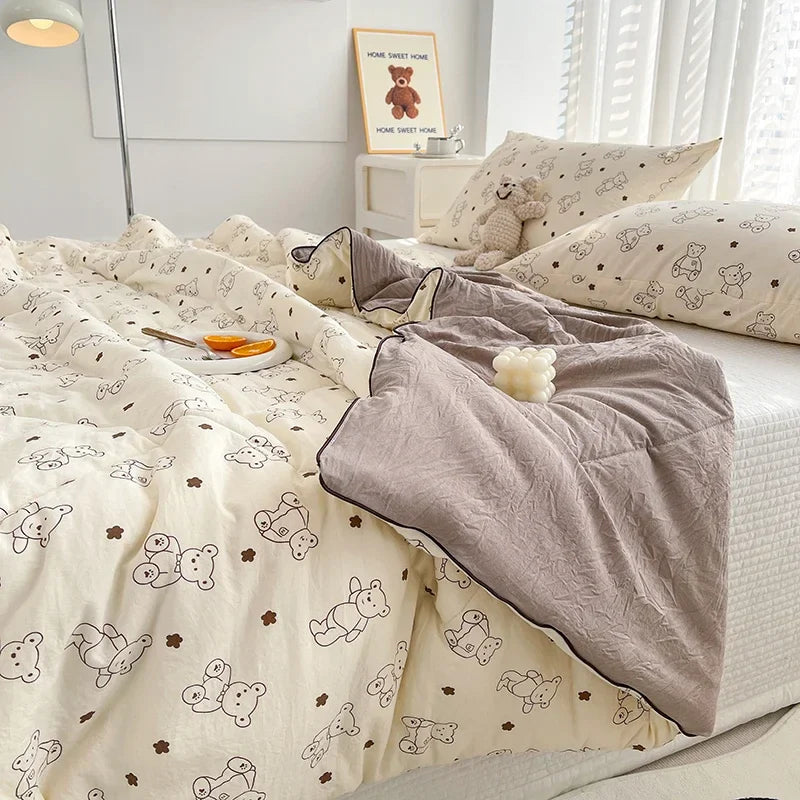 Washed Double Gauze Quilt – Lightweight Summer Comforter with Soya Fibre Filling, Soft & Breathable for Queen Size