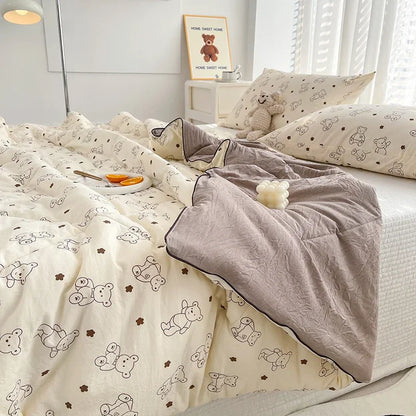 Washed Double Gauze Quilt – Lightweight Summer Comforter with Soya Fibre Filling, Soft & Breathable for Queen Size
