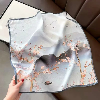 New 2024 Pashmina Scarf – 100% Mulberry Silk Small Shawl, Summer Beach Poncho, Women’s Hijab, Bandana & Kerchief 53x53cm