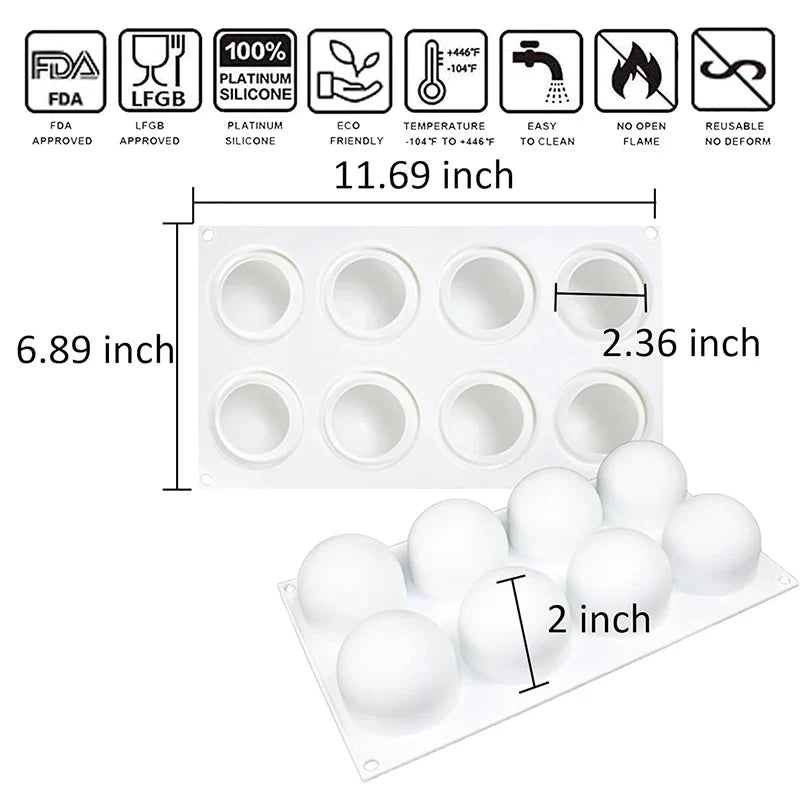 3D Sphere Silicone Mold — Ball-Shaped Mousse Cake, Chocolate Truffle & French Dessert Baking Tool
