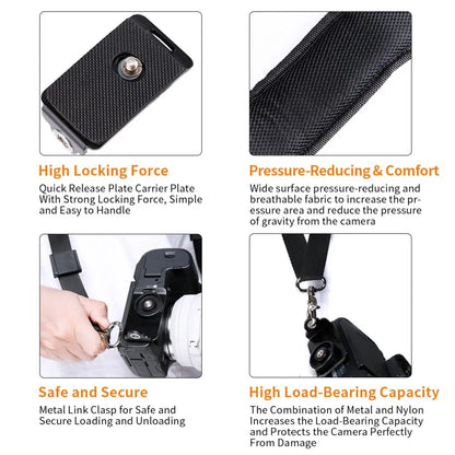 K Double Shoulder Camera Strap – Quick Release Belt Harness for DSLR Cameras & Camcorders, Compatible with Canon Nikon Sony