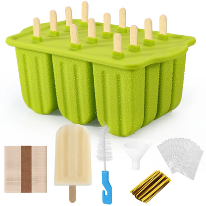 Summer Ice Cream Tools with Wooden Sticks - Silicone Popsicle Molds for Custom Mini Ice Cream Popsicles
