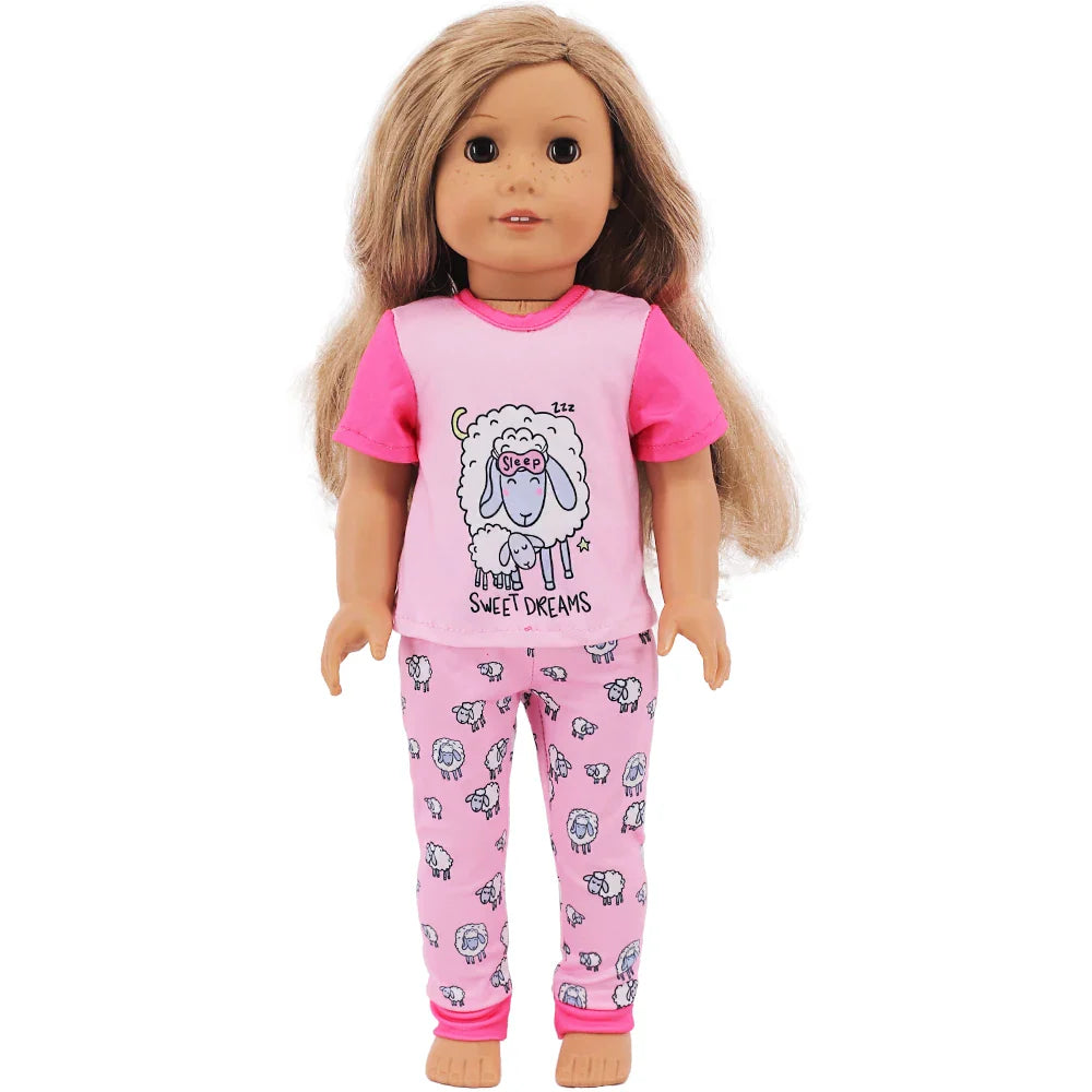 Doll Clothes Multi-Style Daily Set – Pajamas & Home Wear for 43cm Born Baby Dolls & 18-Inch American Dolls, Our Generation Toy Gift