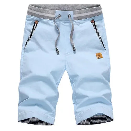 Men’s 2024 Summer Cotton Shorts – Casual Boardshorts with Drawstring Elastic Waist Beach Bermuda