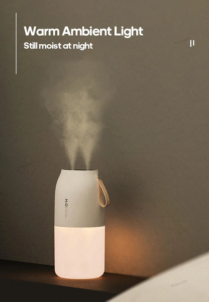 KINSCOTER Portable Double Mist Air Humidifier – 300ml Cold Mist Diffuser, 2000mAh Car Air Purifier & USB Mini Air Freshener