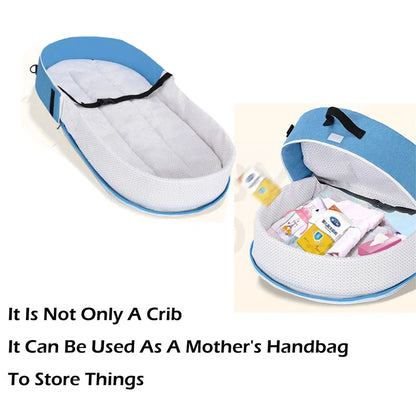 Foldable Baby Travel Crib - Anti-Crush Portable Bed with Mosquito Net & Comfortable Mattress for Newborns