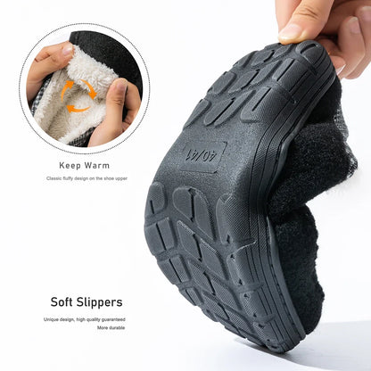 Men's Winter Slippers - Warm Felt House Shoes with Non-Slip TPR Sole & Memory Foam Cushion