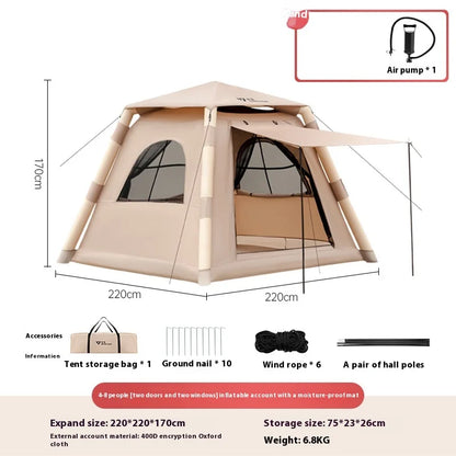 Lohascamping Large Camping Air Tent – Inflatable One-Touch Dome Shelter for 4-5 People, Family Hiking & Outdoor Use