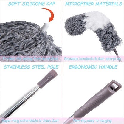 Telescopic Microfiber Duster – 250cm Extendable Washable Brush for Spider Web & Dust Cleaning