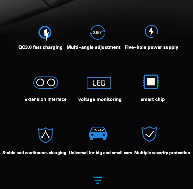 Dual-Port Car Charger Adapter – Digital Display, Simultaneous Charging for Multiple Devices