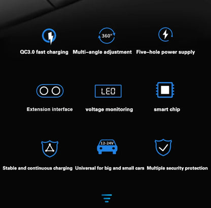 Dual-Port Car Charger Adapter – Digital Display, Simultaneous Charging for Multiple Devices