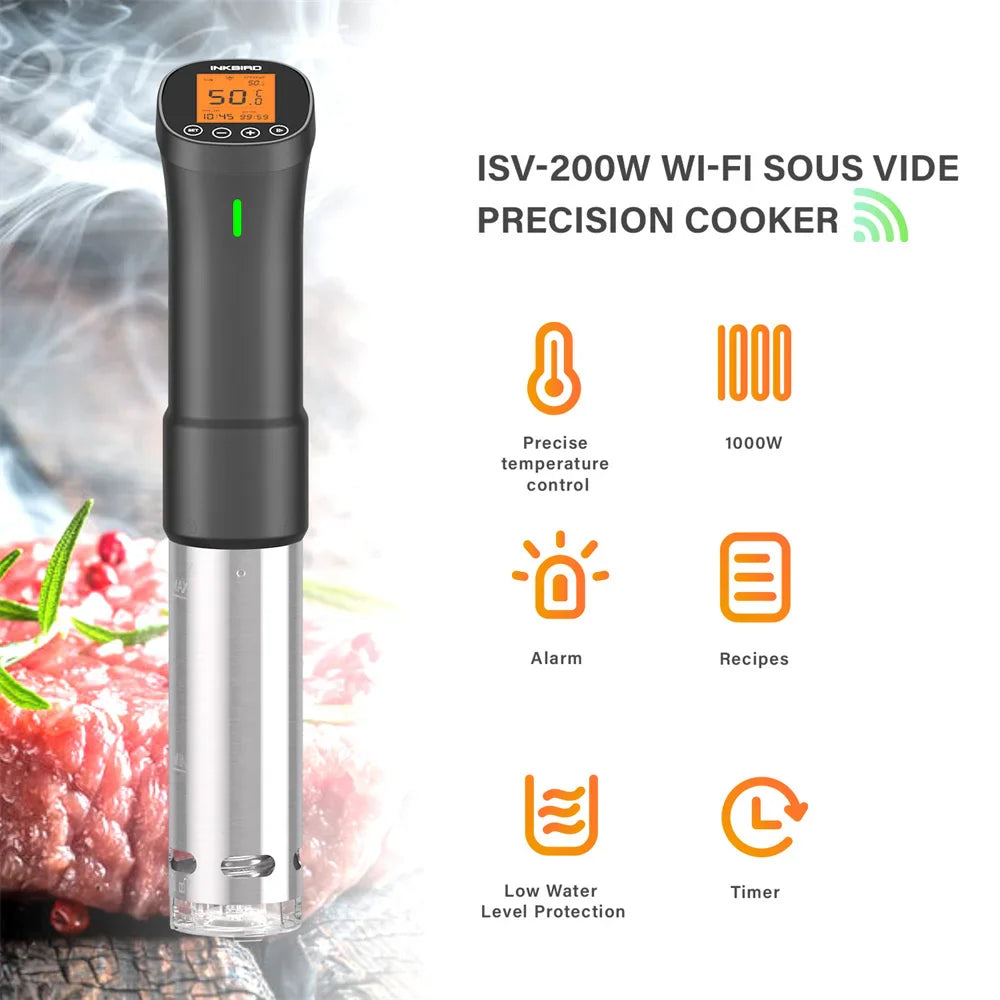 INKBIRD ISV-200W Wi-Fi Sous Vide Precision Cooker – Powerful Durable Stainless Steel Immersion Circulator