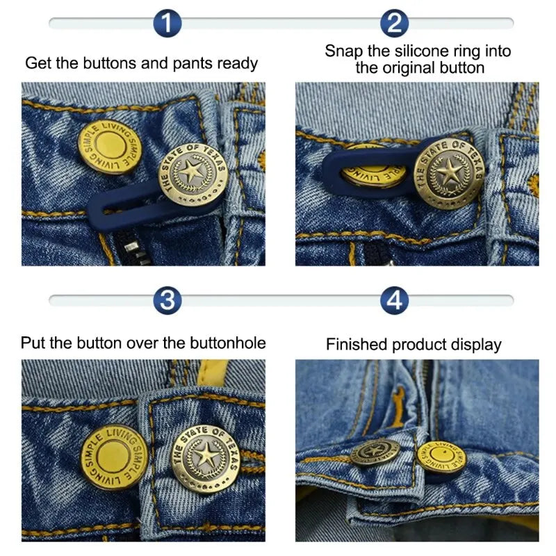 5pcs Metal Button Extender Kit: Retractable Jeans Waist Button Fixing, Perfect for Pants & Jeans - No Sewing Required