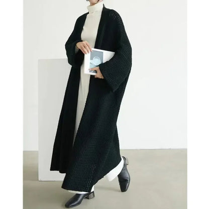 Autumn Winter Women’s Long Knitted Cardigan Sweater – Casual Loose Warm Long Sleeve Coat