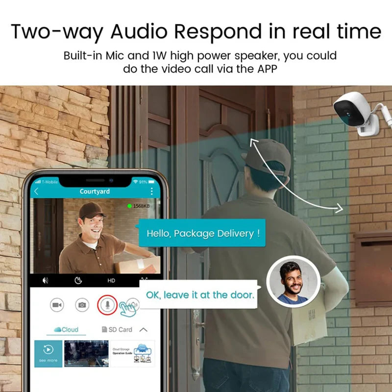 Xiaomi 4K Mini Security Camera – WiFi IP65 Waterproof Night Vision Monitor with Motion Detection & 2-Way Audio