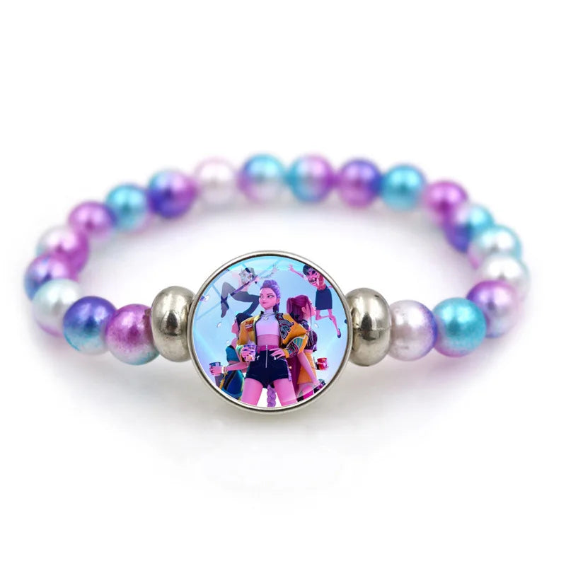 2025 KPop Demon Hunters Necklace & Bracelet Set – Kawaii Anime Jewelry for Girls, Cosplay Pendant Accessories