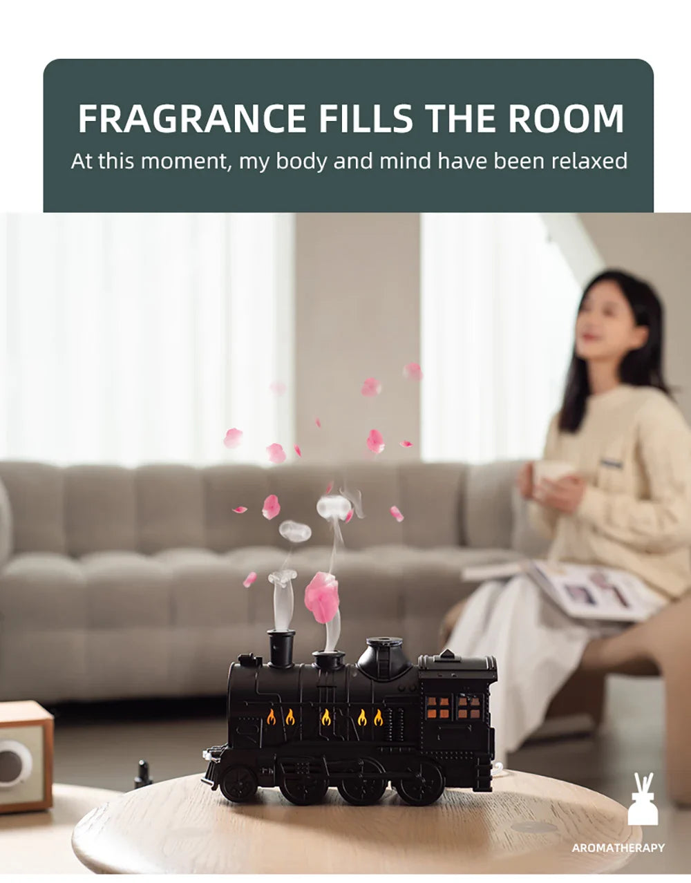 Aierwill Train Air Humidifier – Ultrasonic Aromatherapy Diffuser with Mist Maker, Essential Oil Aroma Diffuser, Remote Control