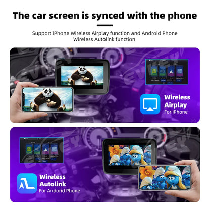 EVKEY MTC13 Motorcycle Navigation Display - Waterproof CarPlay Screen, Portable Wireless Monitor with Android Auto
