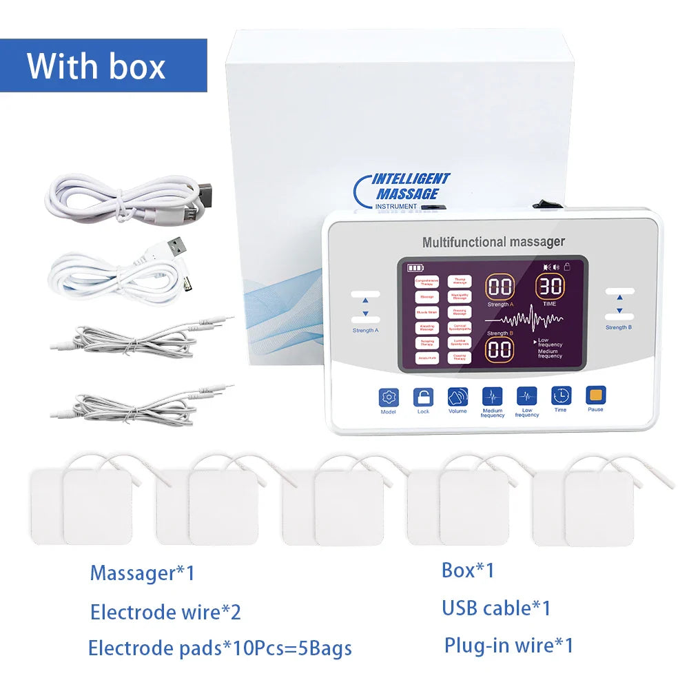 EMS Electric Muscle Stimulator — TENS Pulse Massager for Physiotherapy, Pain Relief, and Muscle Relaxation, Rechargeable Health Device
