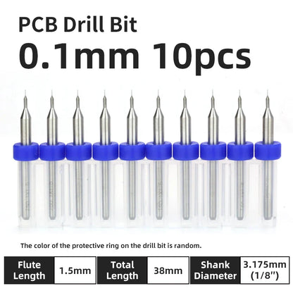 0.1–1.0mm Micro Carbide PCB Drill Bit Set – Tungsten Steel Bits for CNC, Wood & Circuit Board Precision Drilling