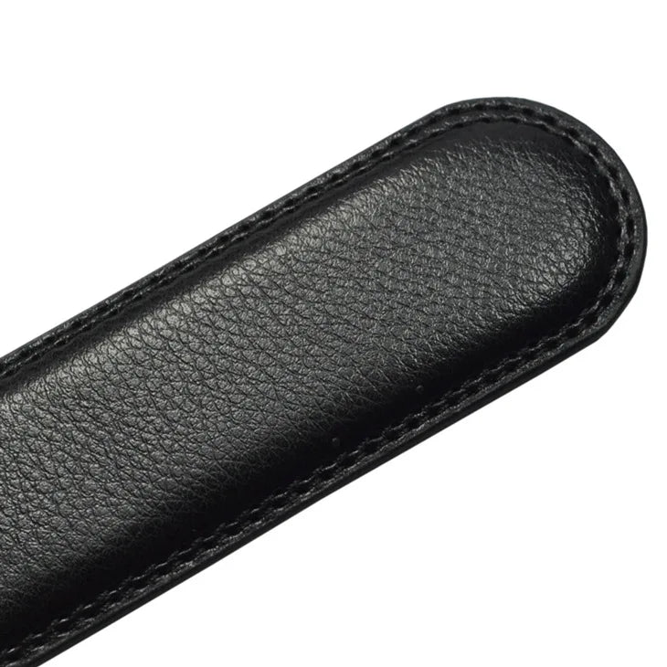 Genuine Leather Men's Click Belt – Luxury Designer Automatic Buckle for Jeans, High-Quality Waist Strap