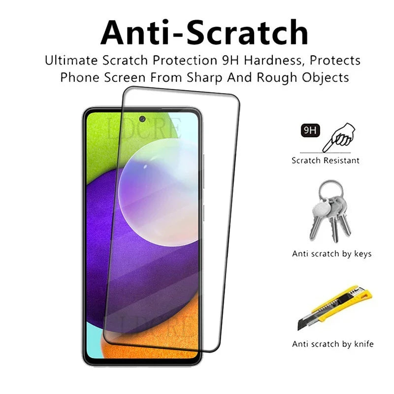 4 Pack Samsung Galaxy A52 Screen Protector – 9H Tempered Glass Full Cover with Strong Adhesive