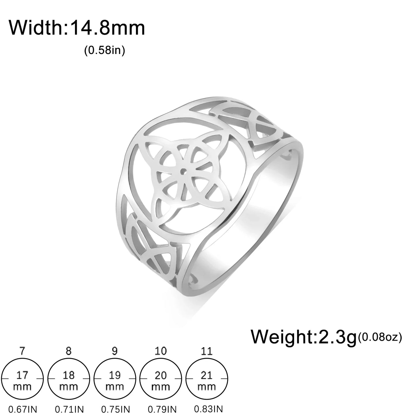 LIKGREAT Witch Knot Ring – Hollow Stainless Steel Celtic Amulet, Protection Jewelry for Men & Women, Couple Gifts