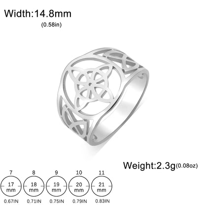 LIKGREAT Witch Knot Ring – Hollow Stainless Steel Celtic Amulet, Protection Jewelry for Men & Women, Couple Gifts