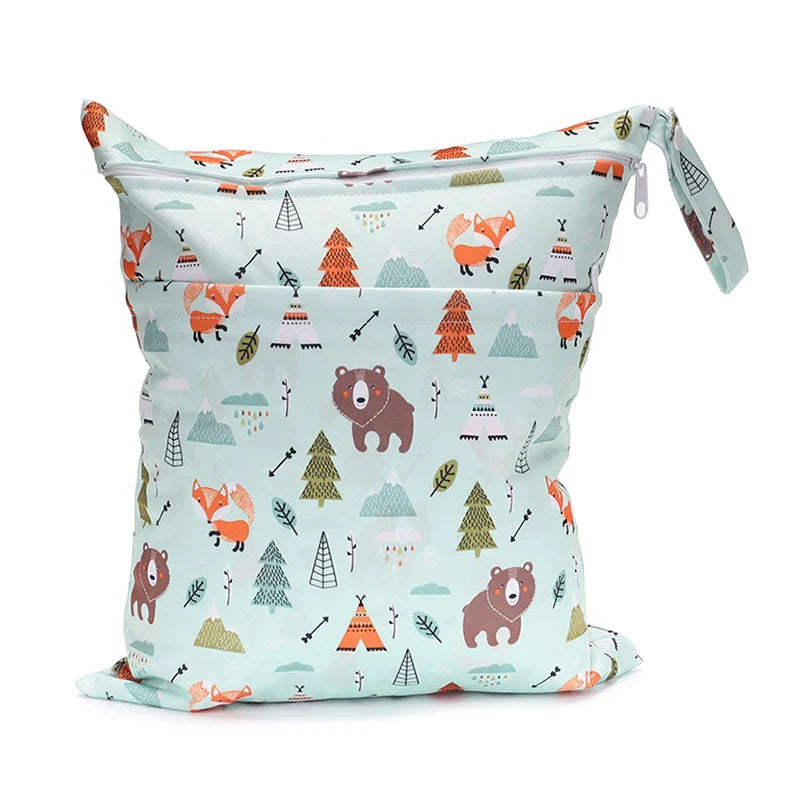 Sigzagor Wet & Dry Baby Diaper Bag – Waterproof Reusable Washable Nappy Bag with Double Zippers