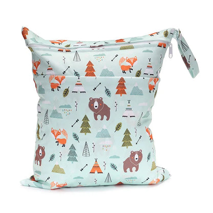 Sigzagor Wet & Dry Baby Diaper Bag – Waterproof Reusable Washable Nappy Bag with Double Zippers