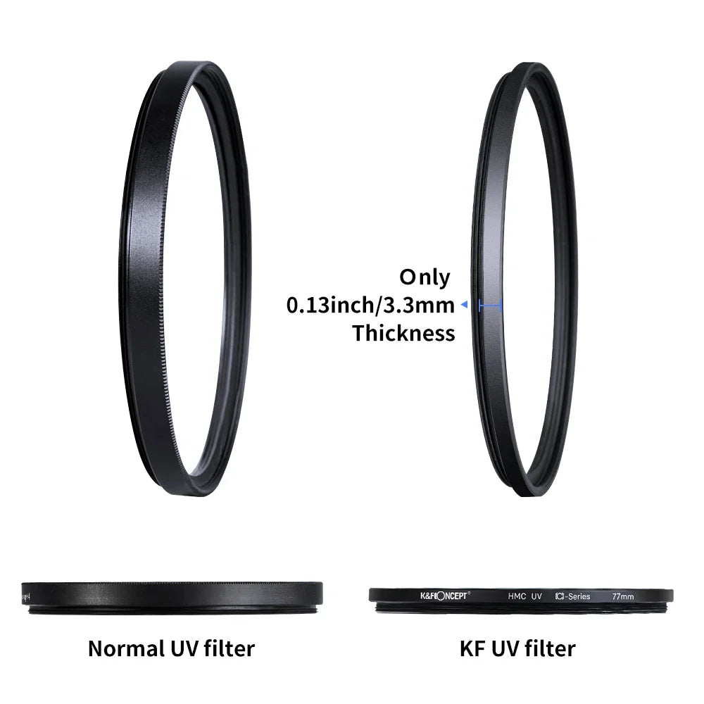 K&F Concept Ultra Slim MC UV Protection Filter — Multi-Coated HD Lens Filter (37mm to 82mm)