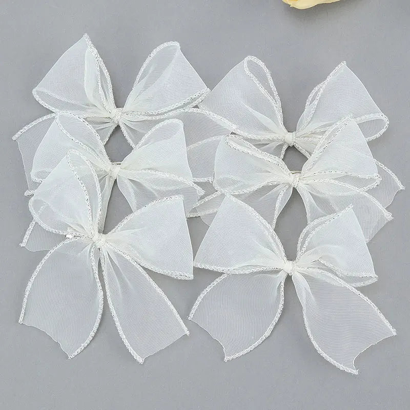 6Pcs White Lace Bow Hair Clips for Baby Girls – Lovely Bowknot Hairpins, Barrettes, Kids Hairgrips, Korean Headwear Accessories
