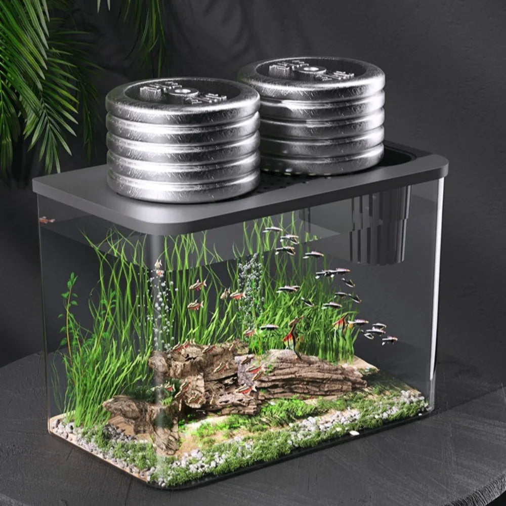 PET+ABS Transparent Fish Tank with Lid – Drop-Resistant Aquarium & Hydroponic Turtle Tank for Home
