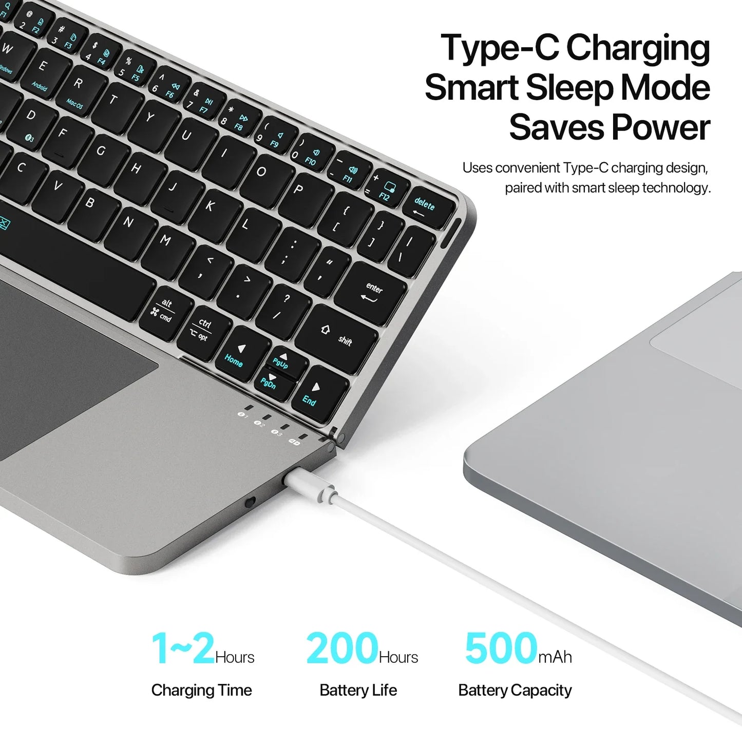 Foldable Bluetooth 5.0 Keyboard with Touchpad & Phone Holder for Phones, Tablets, PC – Multifunctional Portable Wireless Keyboard