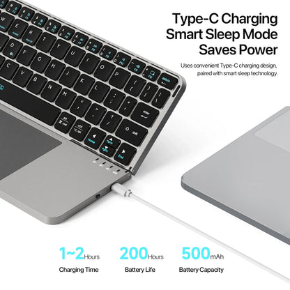 Foldable Bluetooth 5.0 Keyboard with Touchpad & Phone Holder for Phones, Tablets, PC – Multifunctional Portable Wireless Keyboard