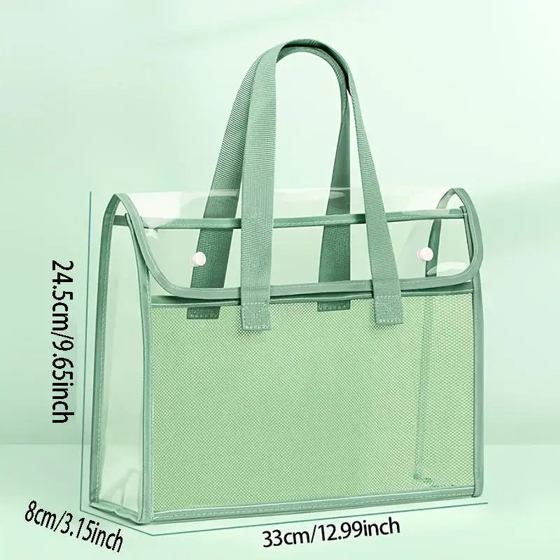 Large Capacity Waterproof Handheld Study Bag – Transparent PVC Exam & Test Paper Storage for Elementary School