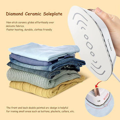 Portable Handheld Mini Electric Dry Iron - Dual-Voltage Non-Steam Garment Iron for Clothes, Lightweight Travel Design